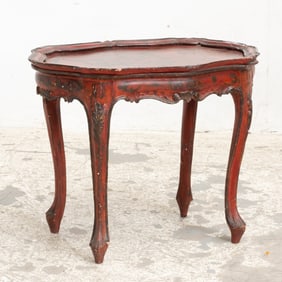 Chinoiserie-Style Red Painted Low Table