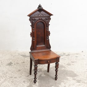 Renaissance Revival Carved Walnut Hall Chair