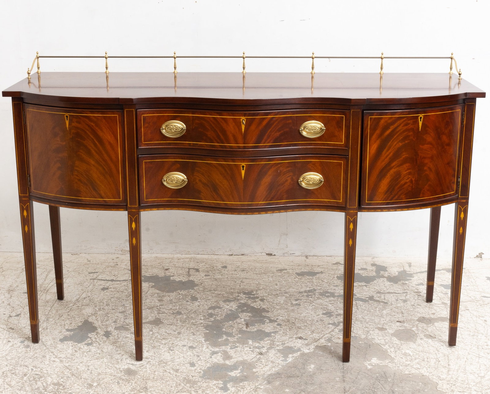 Federal Style Inlaid Mahogany Sideboard: Henkel-Harris * (41 3/4" h x 66" w x 26" d) Scratches