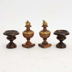 Two Pairs of Turned Wood Urns