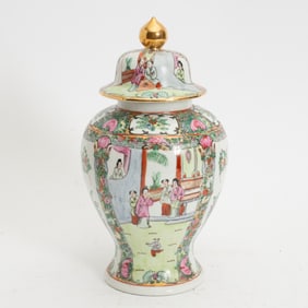 Japanese Famille Rose Lidded Urn