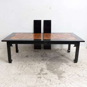 Black Lacquer Wood Inlaid Extending Dining Table