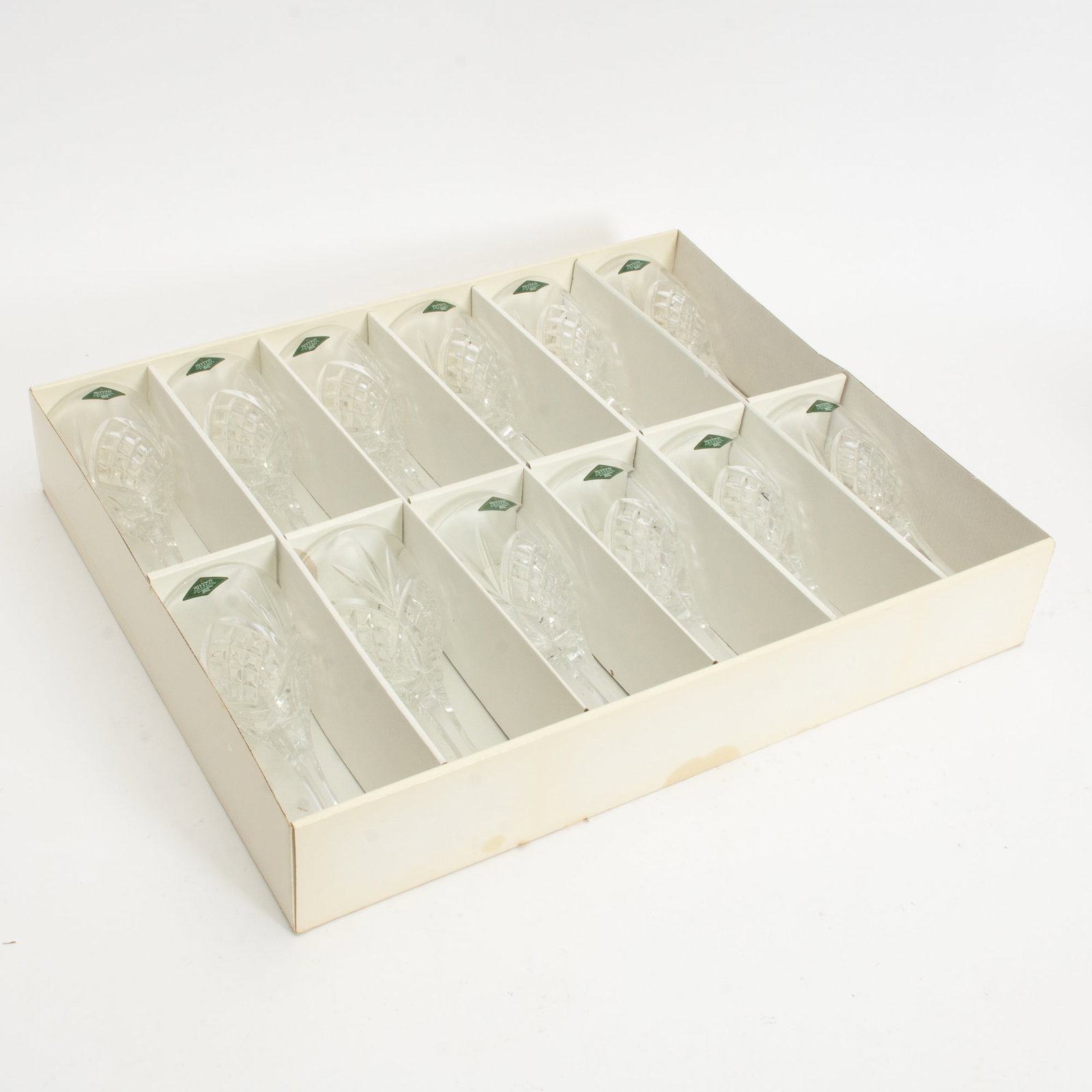 Set of Twenty-Four Shannon Crystal Wine Glasses: In original boxes * (8" h x 3 3/8" dia) Good