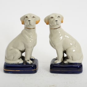 Pair of Ceramic Staffordshire-Style Labrador Dogs