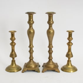 Two Pairs of Brass Candlesticks
