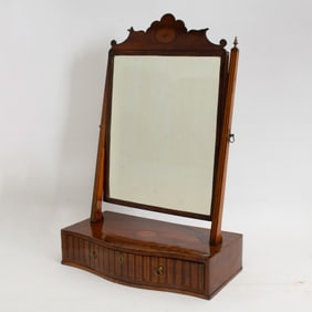 George III Style Inlaid Mahogany and Satinwood Dressing Glass