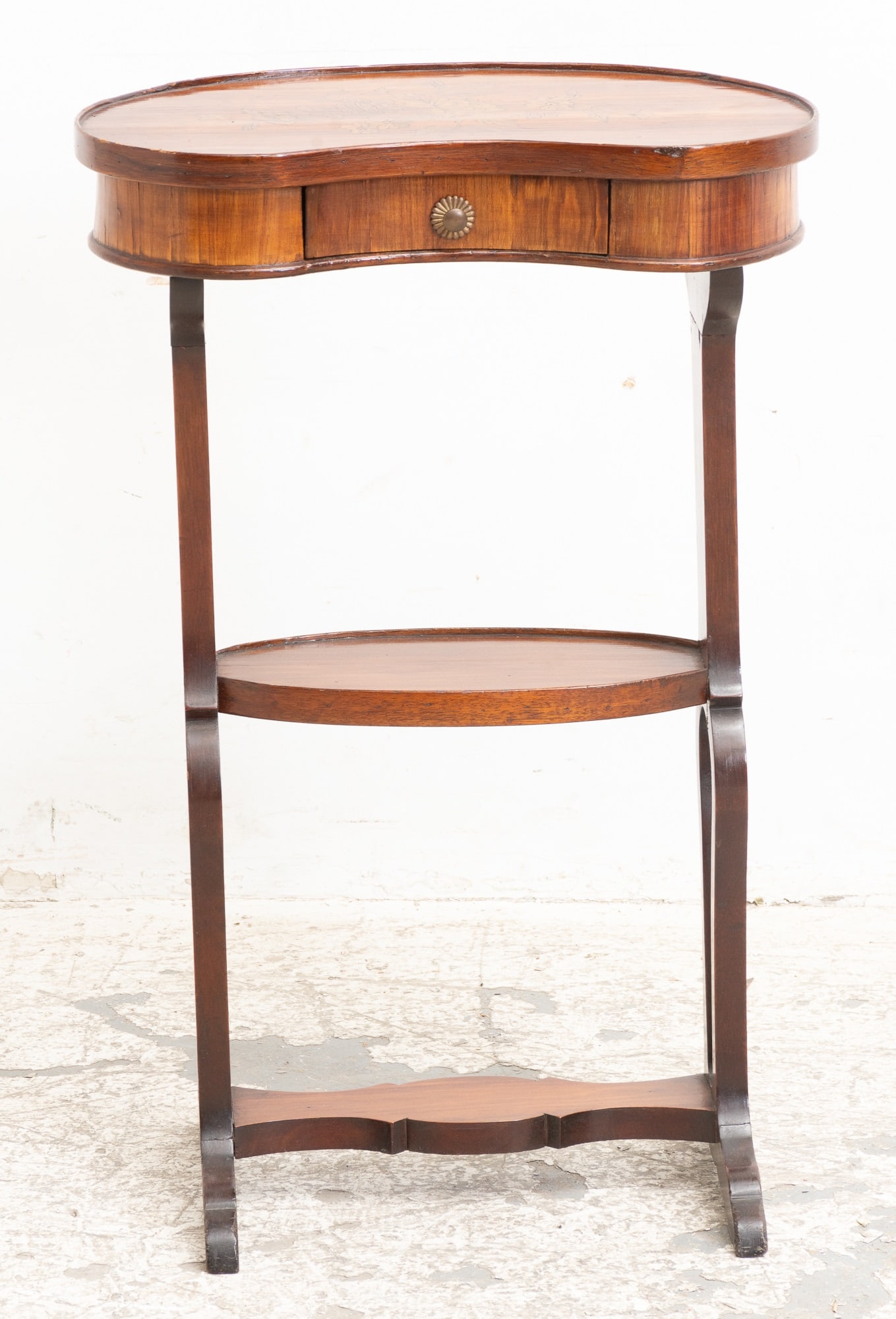 Louis XVI Style Tulipwood Marquetry Kidney Shaped Table (1 of 6)