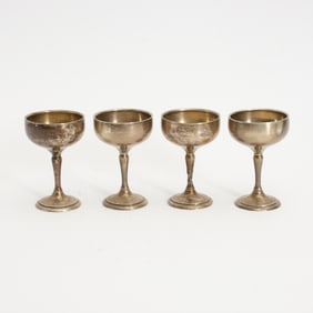 Set of Four Sterling Silver Champagne Cups