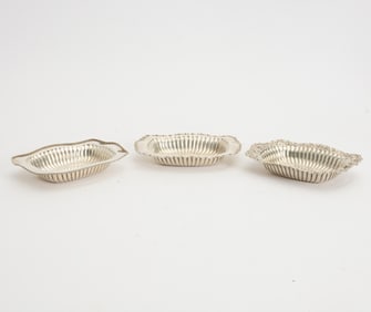 Group of Three Sterling Silver Butter Trays