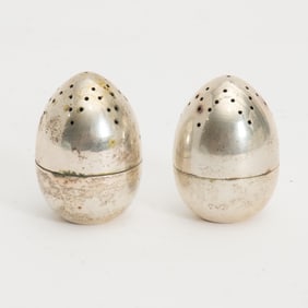 Pair of Italian Egg-Form Sterling Silver Shakers