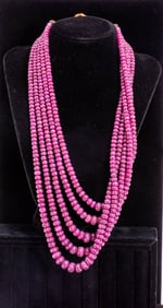 Multistrand Ruby Bead Necklace