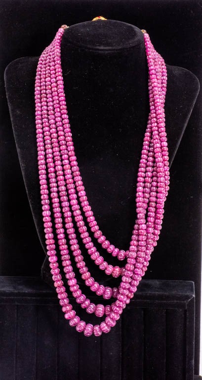 Multistrand Ruby Bead Necklace (1 of 4)