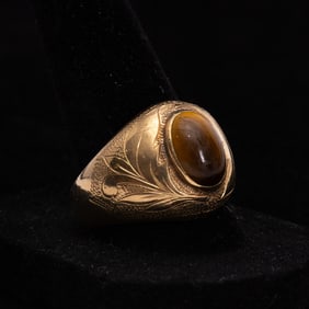 Men's 14KT Gold and Tiger's Eye Ring