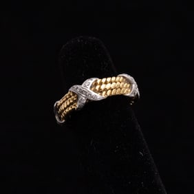 Tiffany & Co. 18KT Two-Color Gold and Diamond Rope Band Ring