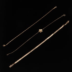Group of Three Gold Bracelets