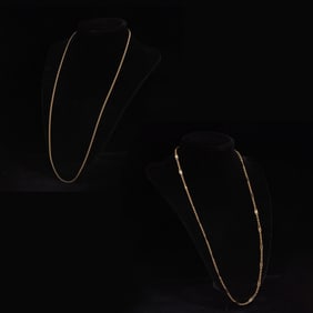 Two 14KT Gold Chain Link Necklaces