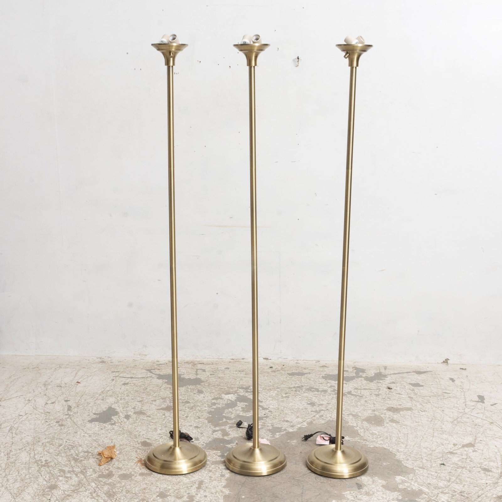 Set of Three Modern Gilt Metal Floor Lamps (1 of 5)