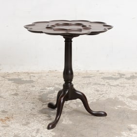 Mahogany Scalloped Tilt-Top Table