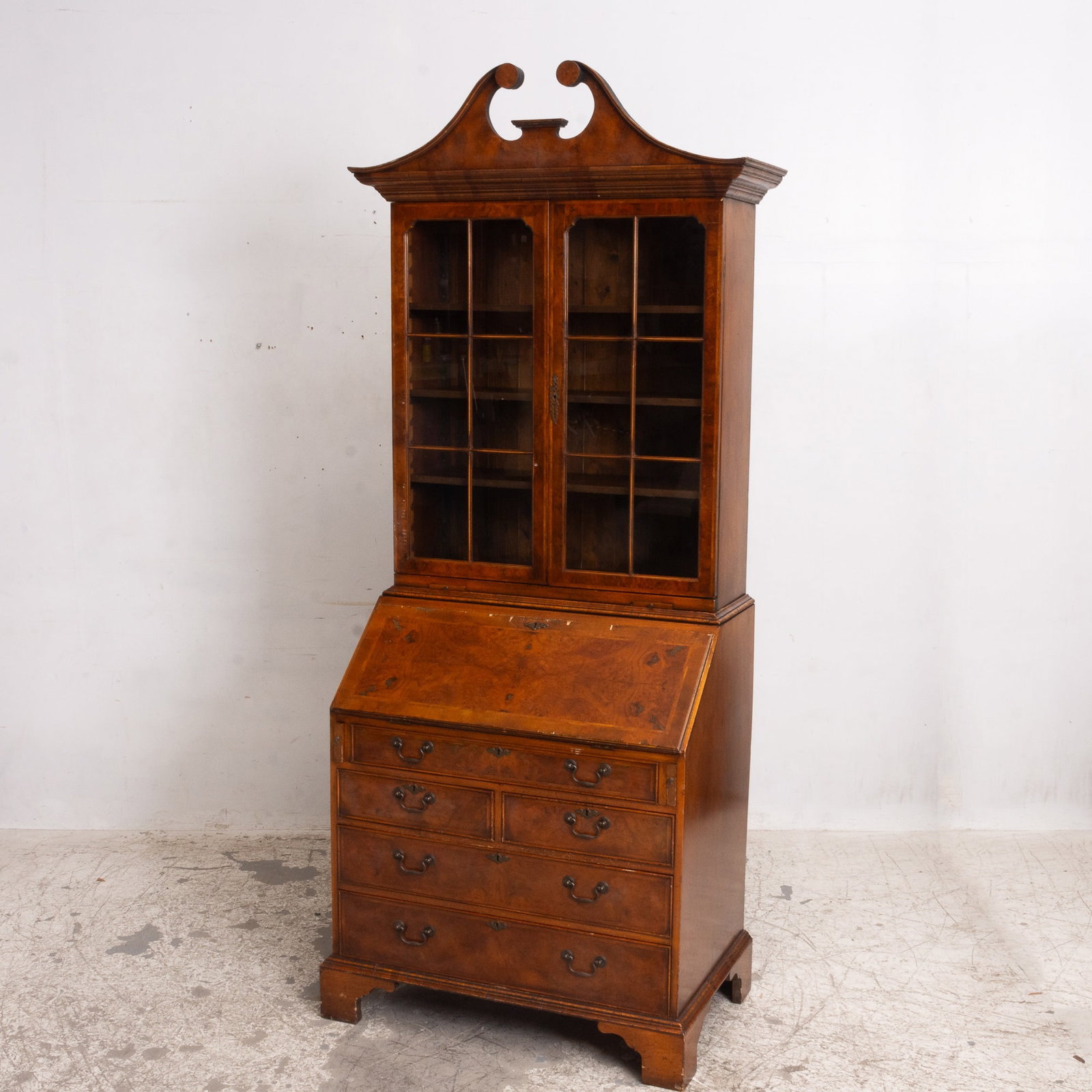 George III Style Secretaire Bookcase: * (90" h x 35" w x 22" d) Scratches and dings