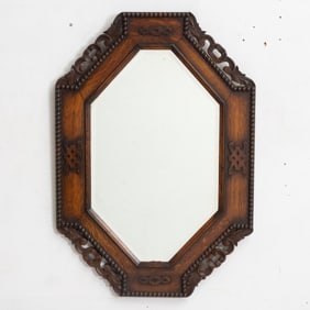 Stained Oak Octagonal Mirror