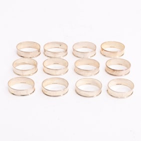 Set of Twelve Sterling Silver Napkin Rings