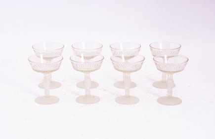 Set of Eight Frosted Glass Stemware