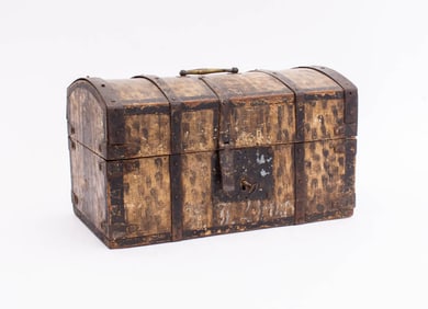 Painted Wood Iron Mounted Chest