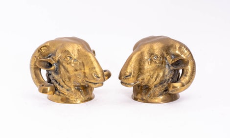 Pair of Brass Ram's Heads