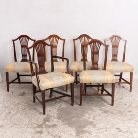 Set of Six Upholstered Georgian Style Dining Chairs