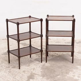 Pair of Mahogany Three-Tier Side Tables