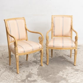 Pair of Cream Painted Upholstered Armchairs