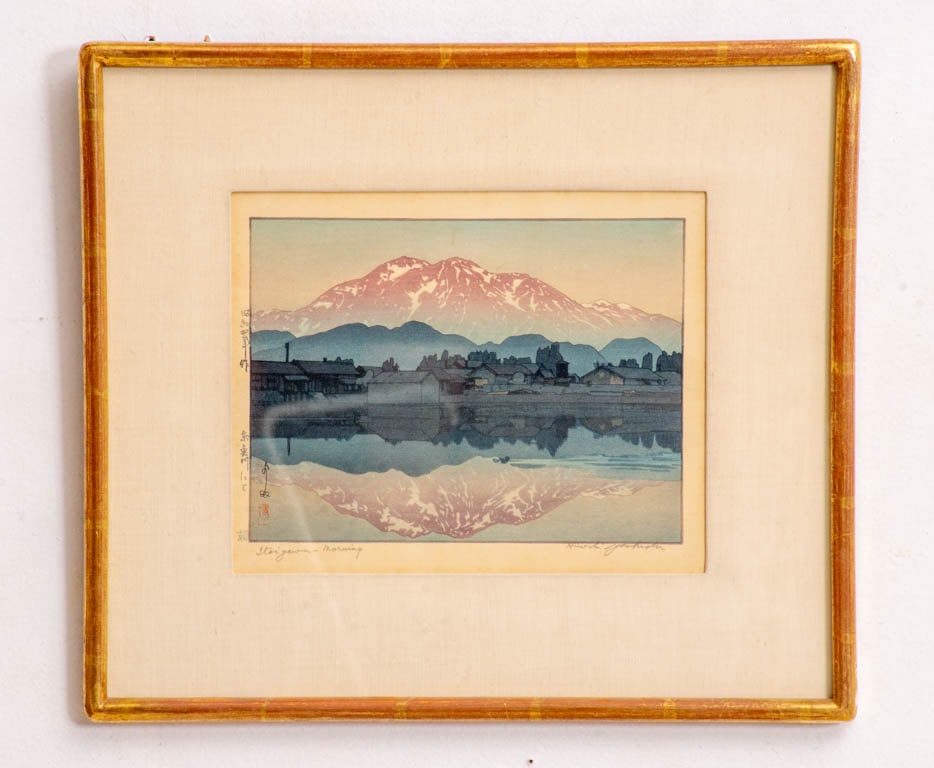 Hiroshi Yoshida: Itoigawa Morning Woodblock Signed and titled in pencil (Sight 8 1/2" h x 10 1/2" w Overall 15 1/4" x 17 1/4") Good