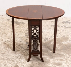 Mahogany Inlaid Drop Leaf Table