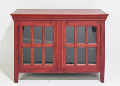 Contemporary Red Painted Wood Entertainment Cabinet