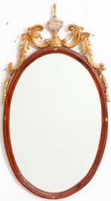 George III Style Parcel-Gilt and Silvered Mahogany Mirror