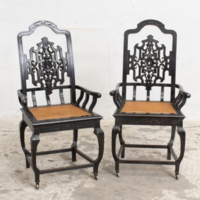 Pair of Victorian Style Black Painted Armchairs (1 of 5)