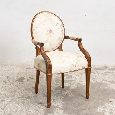 Neoclassical Oval Back Open Armchair: * (39" h x 22" w x 18" d)Qty: (1) Scratches