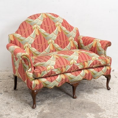 Pink Upholstered Loveseat: (38 1/2" h x 52" w x 29" d) Good