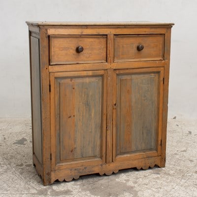 Pine Cabinet: (49 1/2" 43" w x 15 1/2" d) Scratches and dings, cracks, hardware for shelves missing
