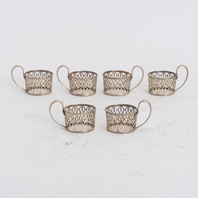 Set of Six 800 Silver Cup Holders (1 of 3)