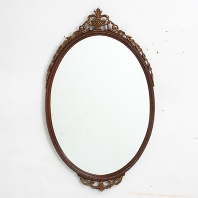Carved Mahogany Oval Mirror (1 of 3)