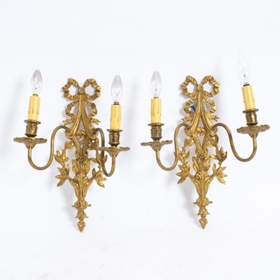 Pair of French Two-Light Bronze Sconces (1 of 6)