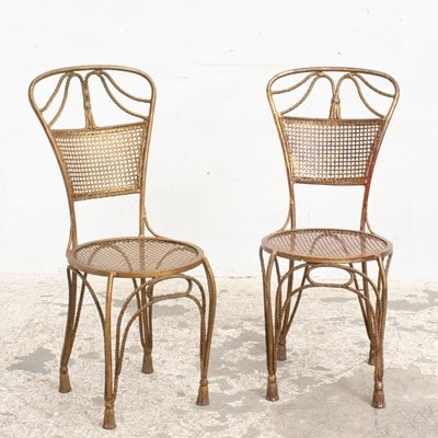 Pair of Gilt Painted Metal Garden Chairs (1 of 5)