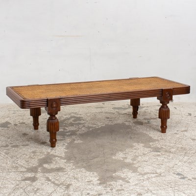 Ango-Indian Walnut Cane Bench (1 of 6)