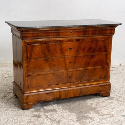 Charles X Burl Walnut Marble Top Commode (1 of 6)