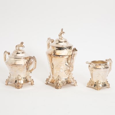 E.G. Webster Silverplate Tea Set with Horse Finials (1 of 8)