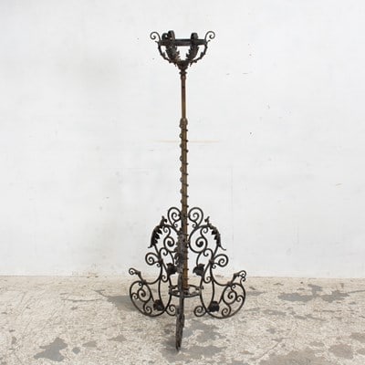 Victorian Wrought-Iron and Brass Adjustable Tripod Plant Stand (1 of 6)