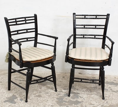 Pair of Painted Faux Bamboo Armchairs (1 of 5)