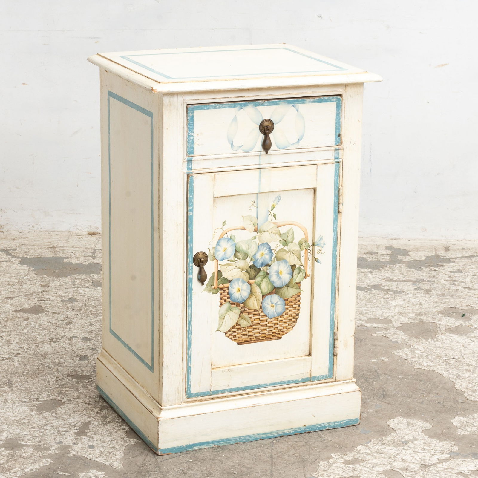White Painted Decopauge Decorated Nightstand (1 of 8)