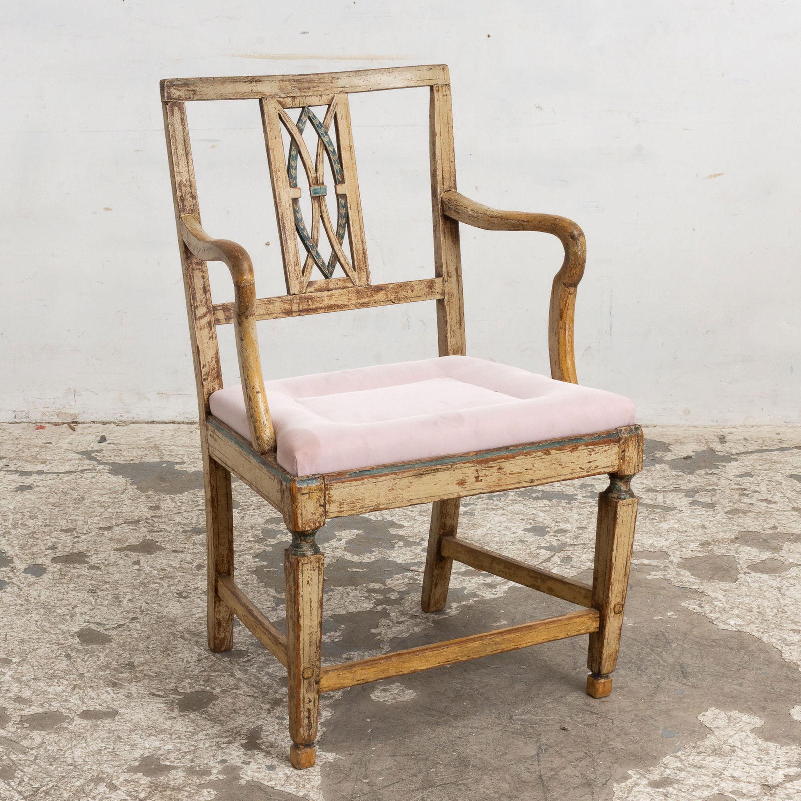 Continental Paint Decorated Wood Open Armchair (1 of 7)